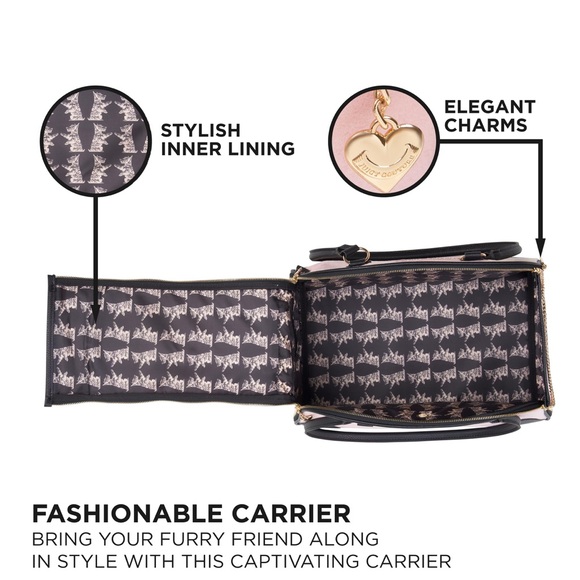 RARE Juicy Couture "GIVE ME TREATS" Pet Carrier 👑 Pink Velour Travel Bag - Picture 15 of 17